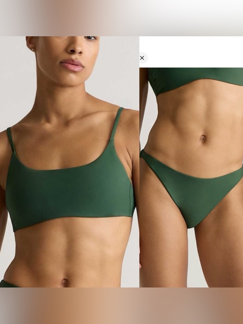 Quince Palm Green Two Piece Scoop Top & Low Rise Bikini Bottoms NWT medium